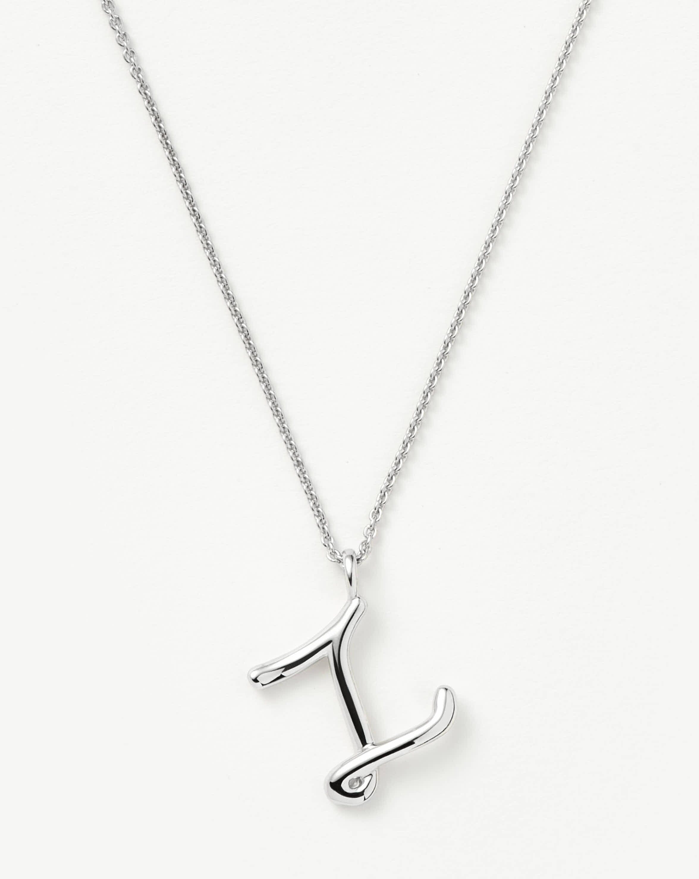 Curly Molten Initial Pendant Necklace - Z | Sterling Silver