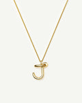 Curly Molten Initial Pendant Necklace - J | 18ct Gold Vermeil