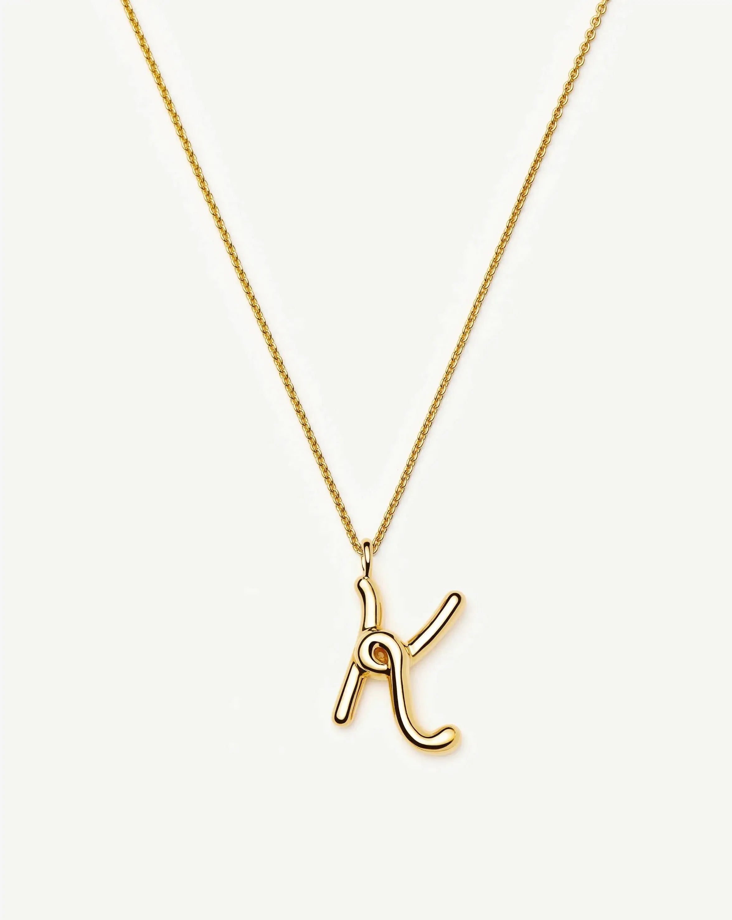 Curly Molten Initial Pendant Necklace - K | 18ct Gold Vermeil