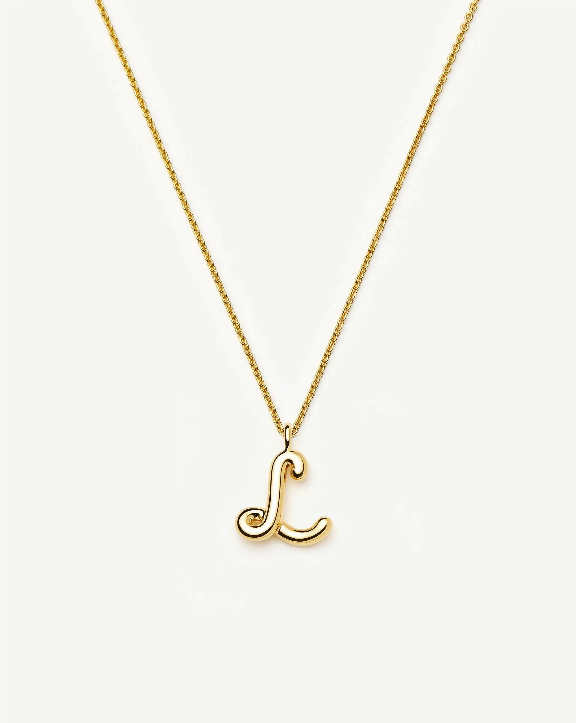 Curly Molten Initial Pendant Necklace - L | 18ct Gold Vermeil