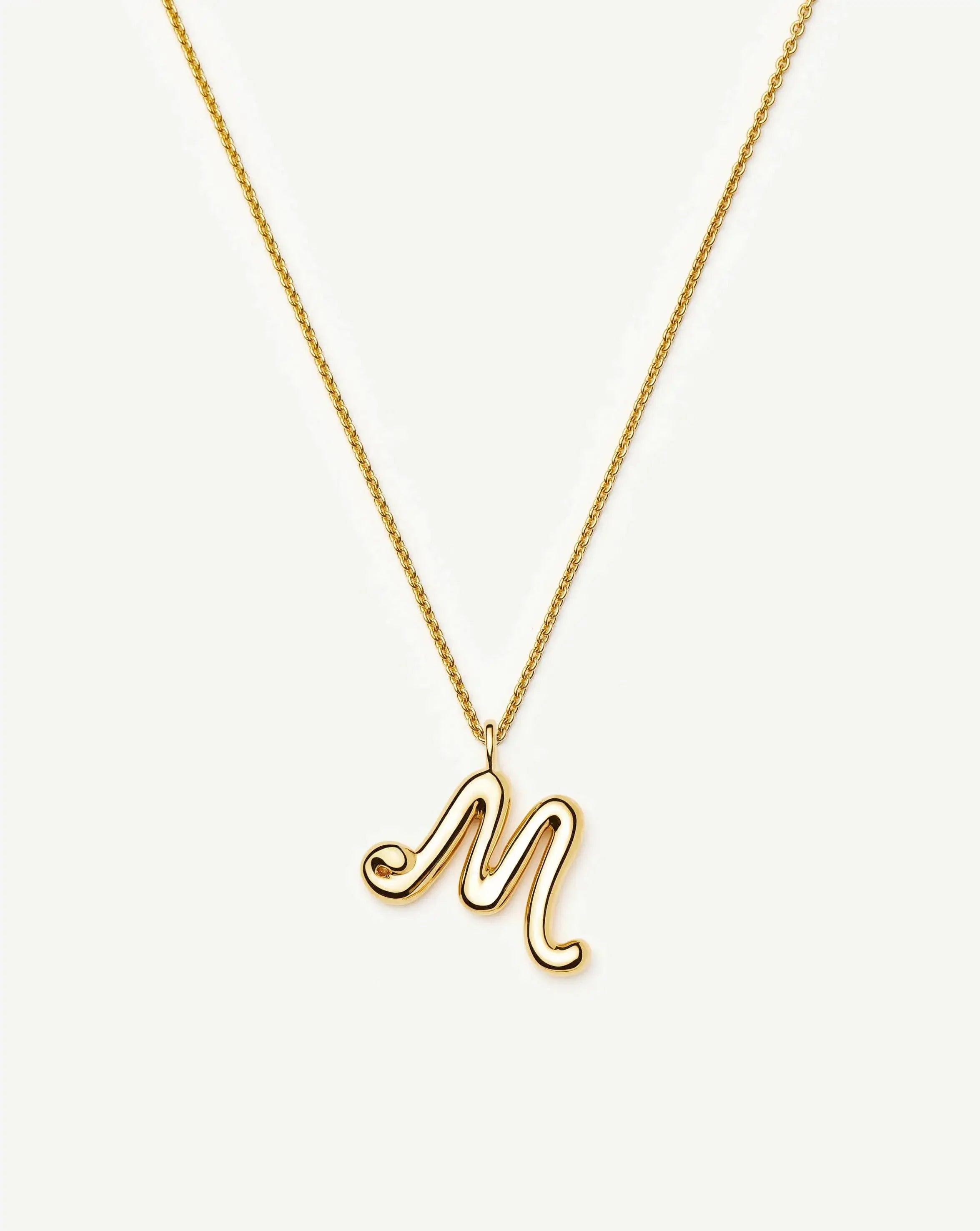 Curly Molten Initial Pendant Necklace - M | 18ct Gold Vermeil