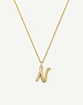 Curly Molten Initial Pendant Necklace - N | 18ct Gold Vermeil