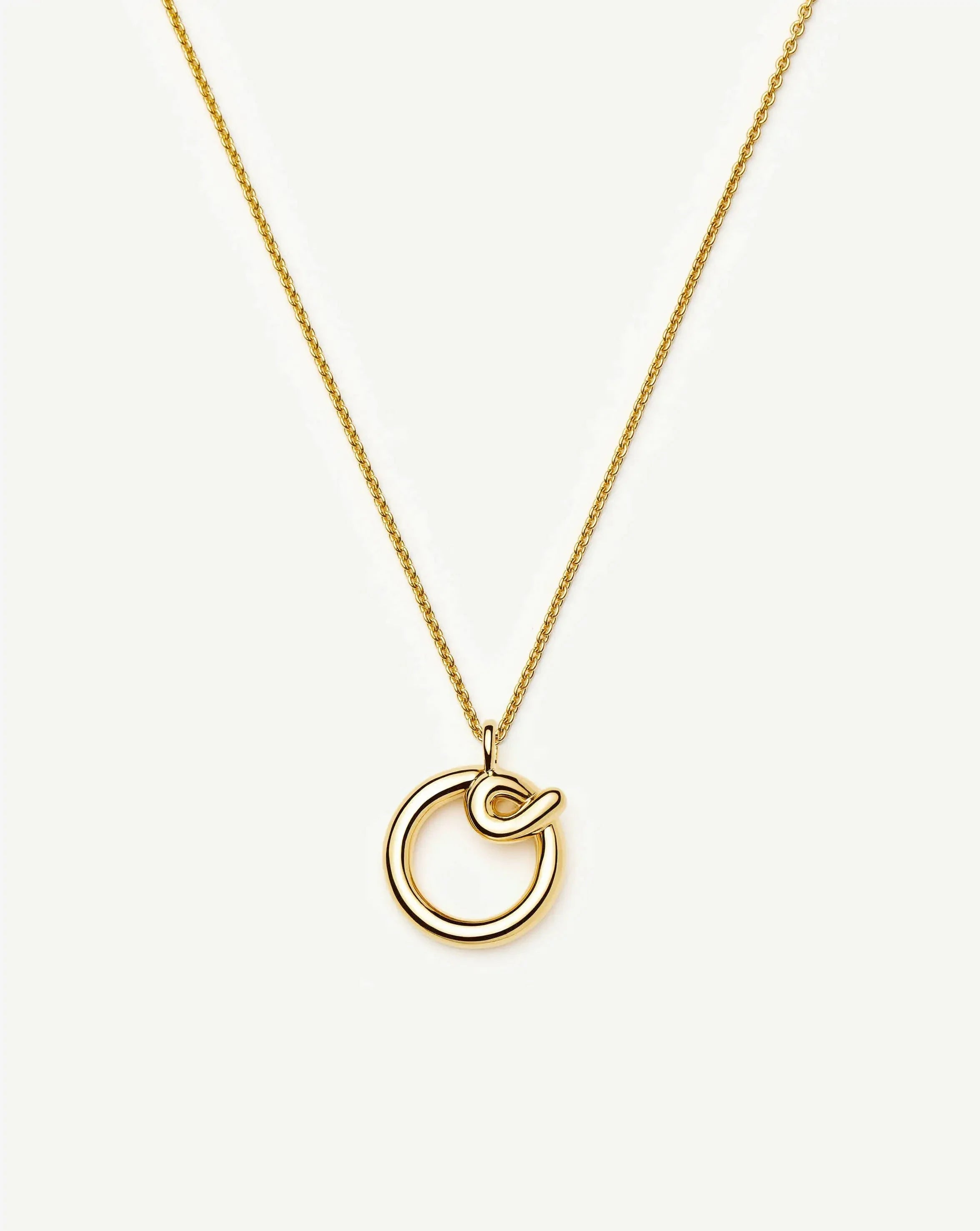 Curly Molten Initial Pendant Necklace - O | 18ct Gold Vermeil