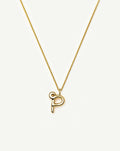 Curly Molten Initial Pendant Necklace - P | 18ct Gold Vermeil