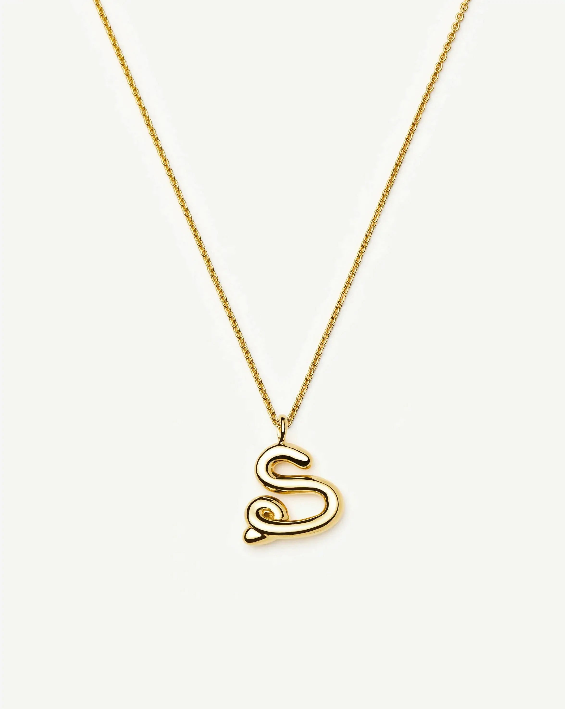 Curly Molten Initial Pendant Necklace - S | 18ct Gold Vermeil