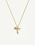 Curly Molten Initial Pendant Necklace - T | 18ct Gold Vermeil