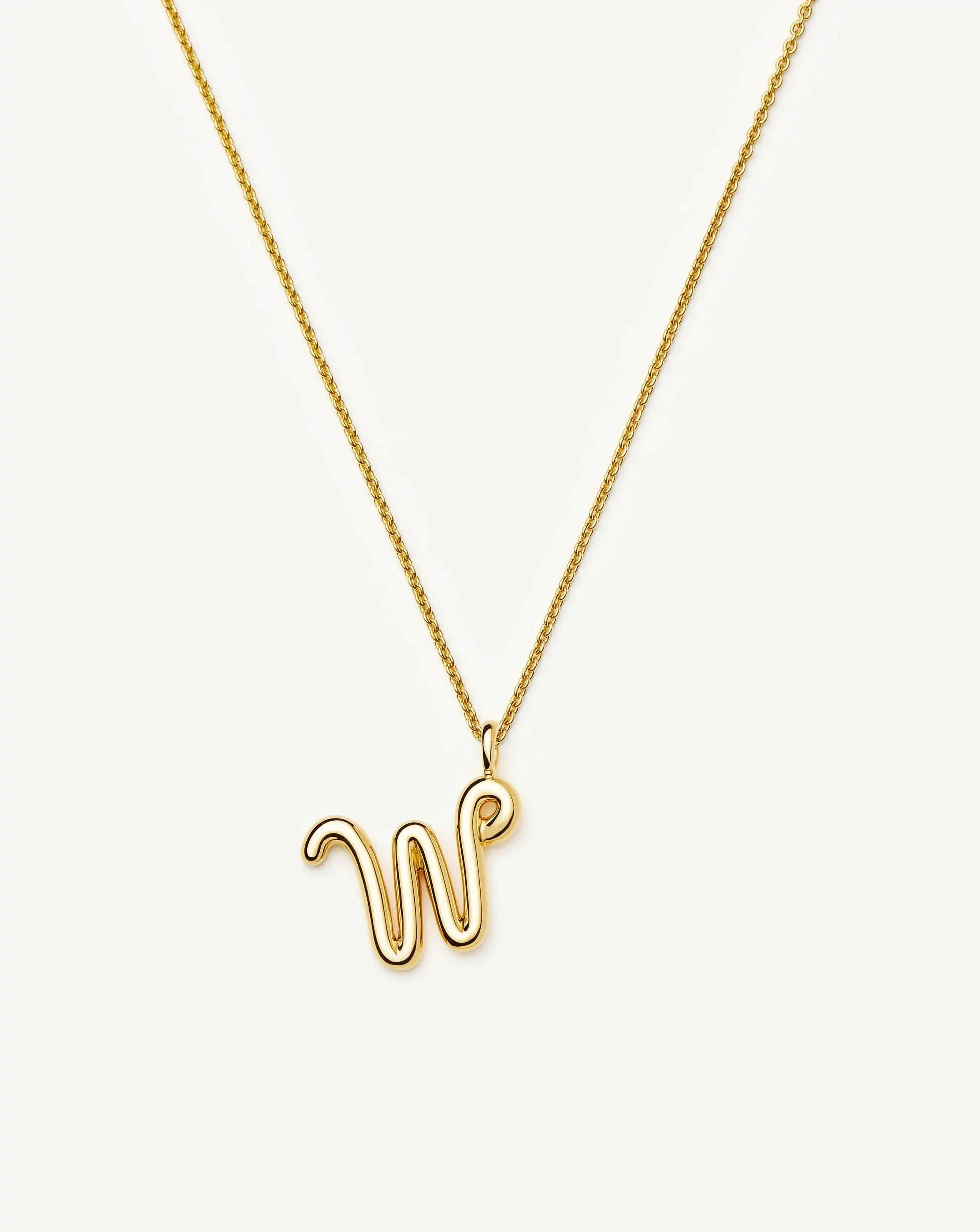 Curly Molten Initial Pendant Necklace - W | 18ct Gold Vermeil