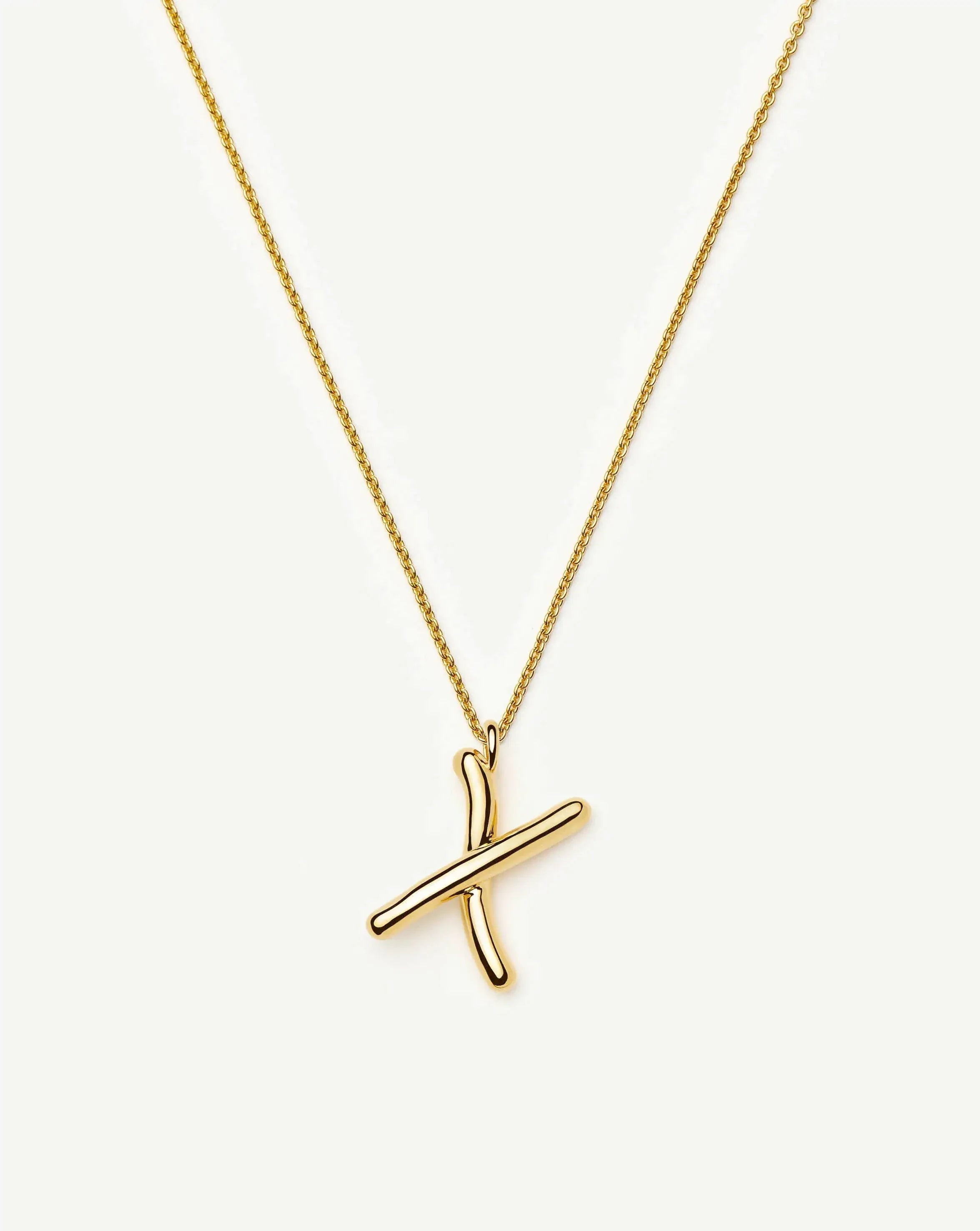 Curly Molten Initial Pendant Necklace - X | 18ct Gold Vermeil