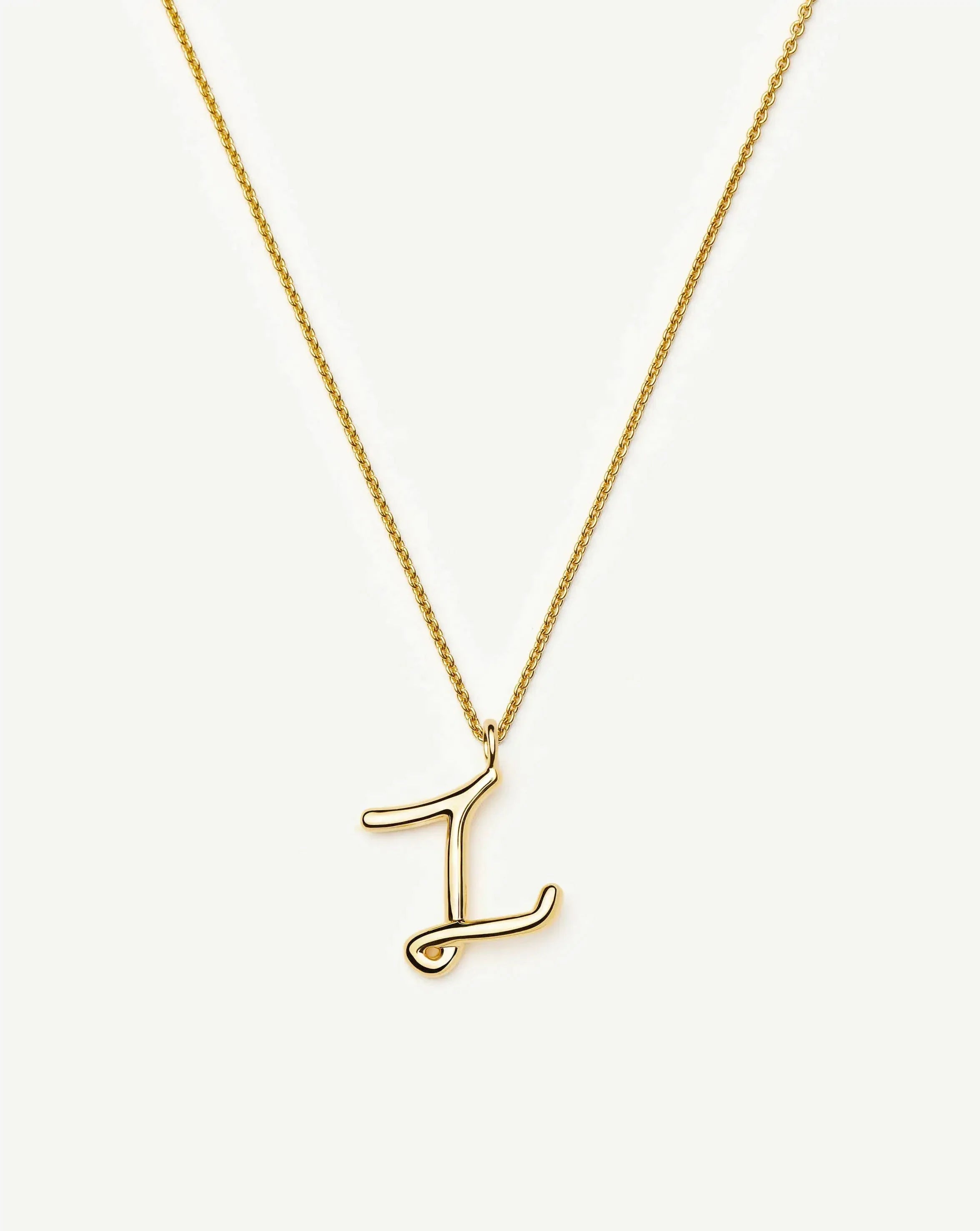 Curly Molten Initial Pendant Necklace - Z | 18ct Gold Vermeil