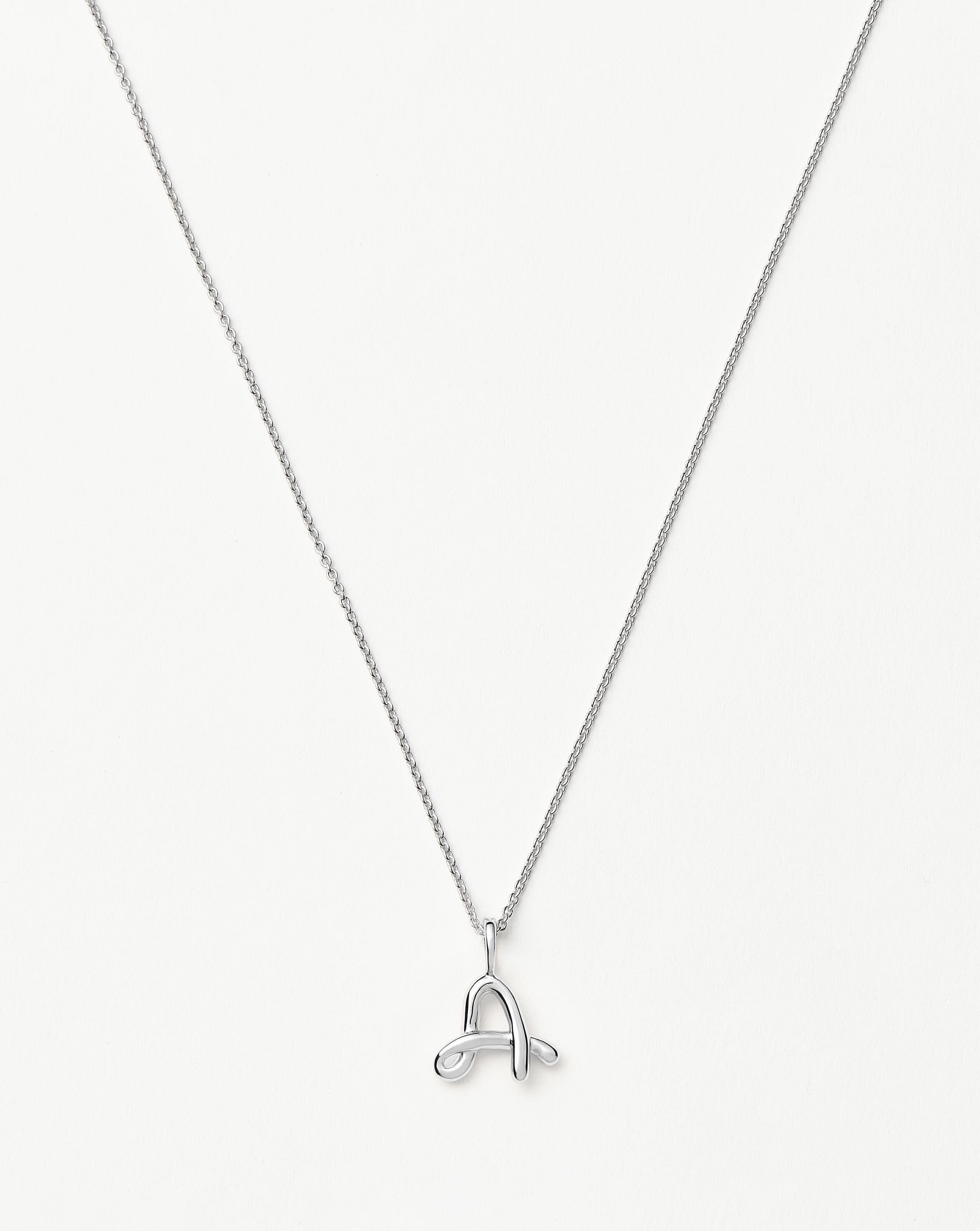 Curly Molten Mini Initial Necklace - A | Sterling Silver