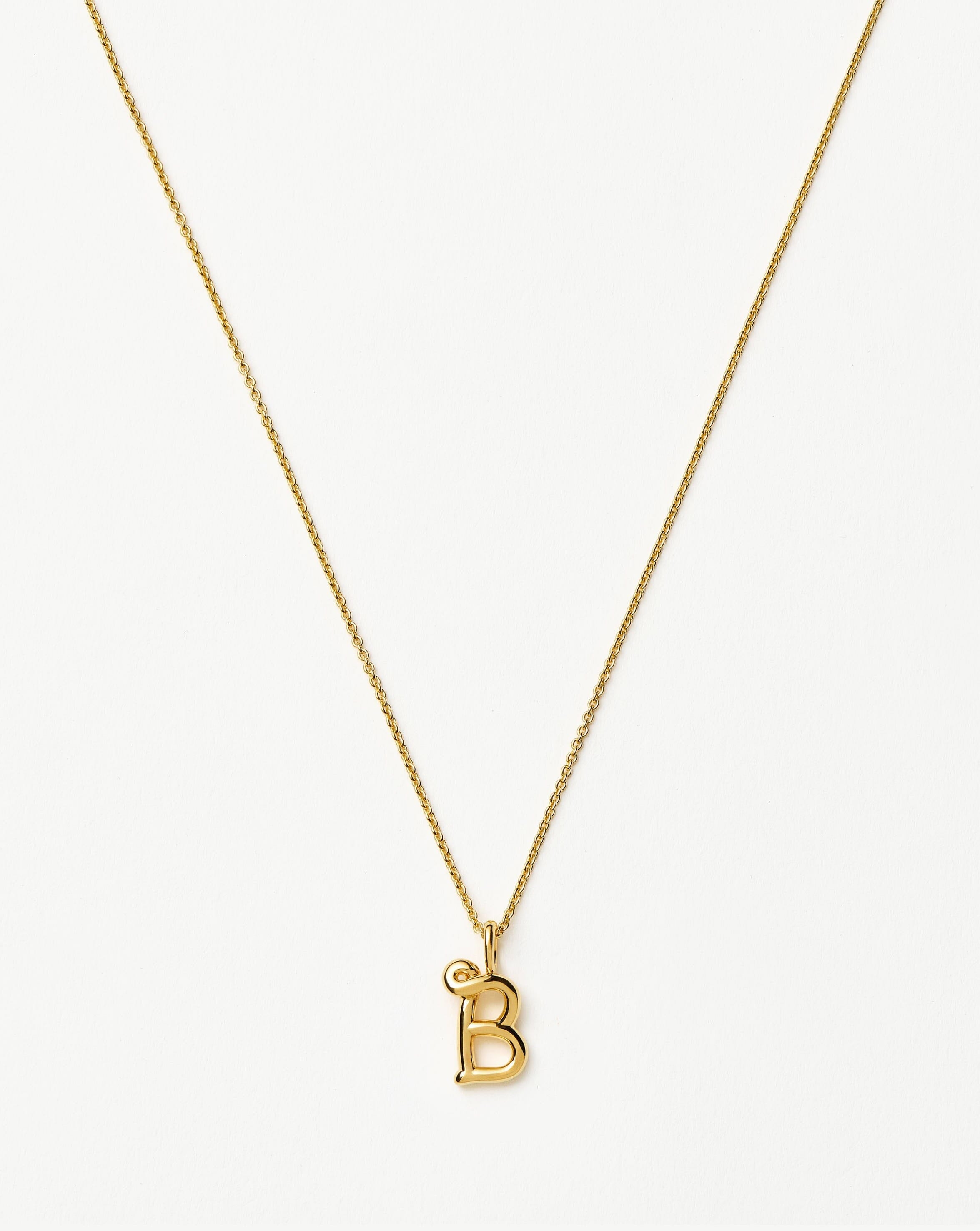 Curly Molten Mini Initial Necklace - B | 18ct Gold Vermeil