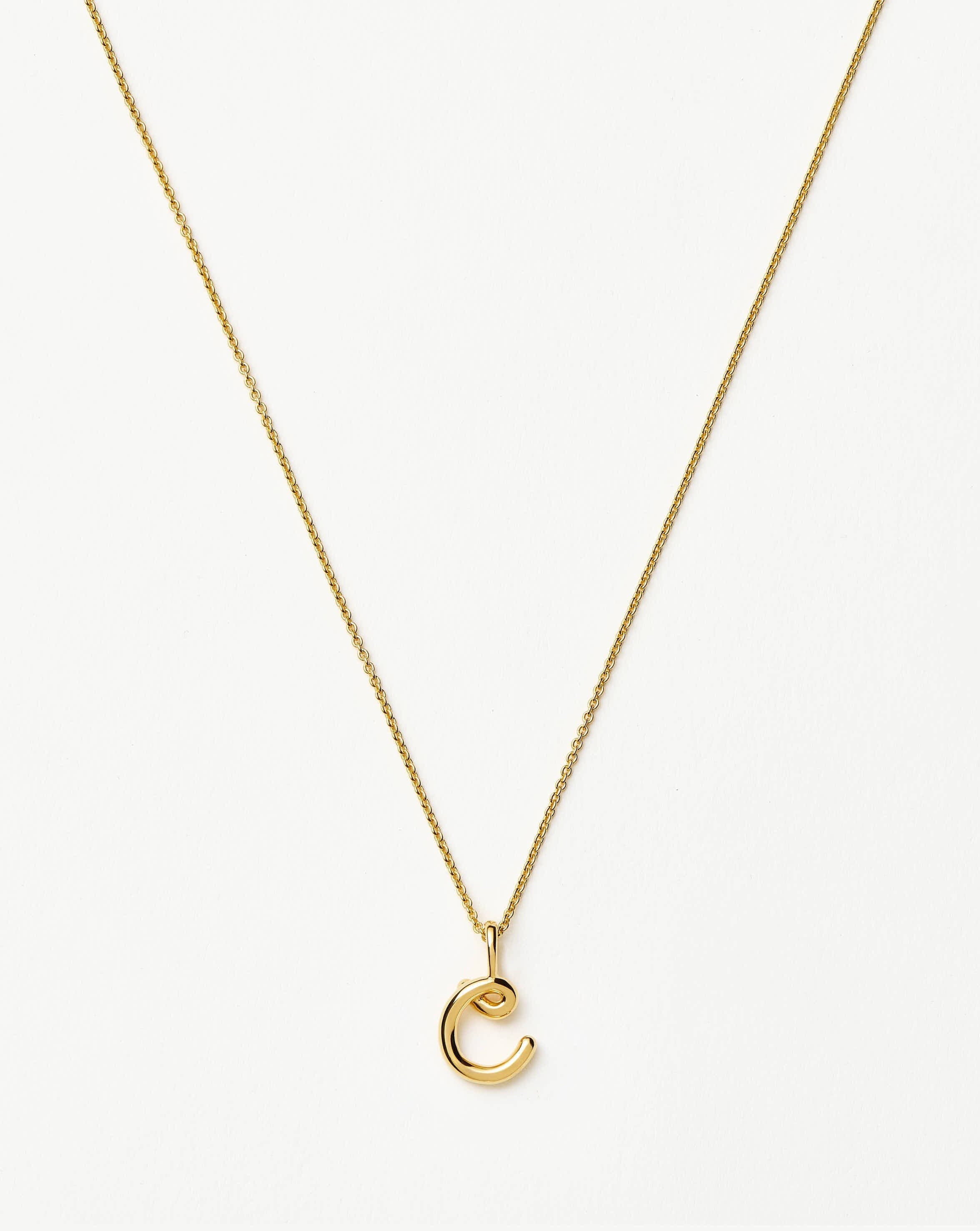 Curly Molten Mini Initial Necklace - C | 18ct Gold Vermeil