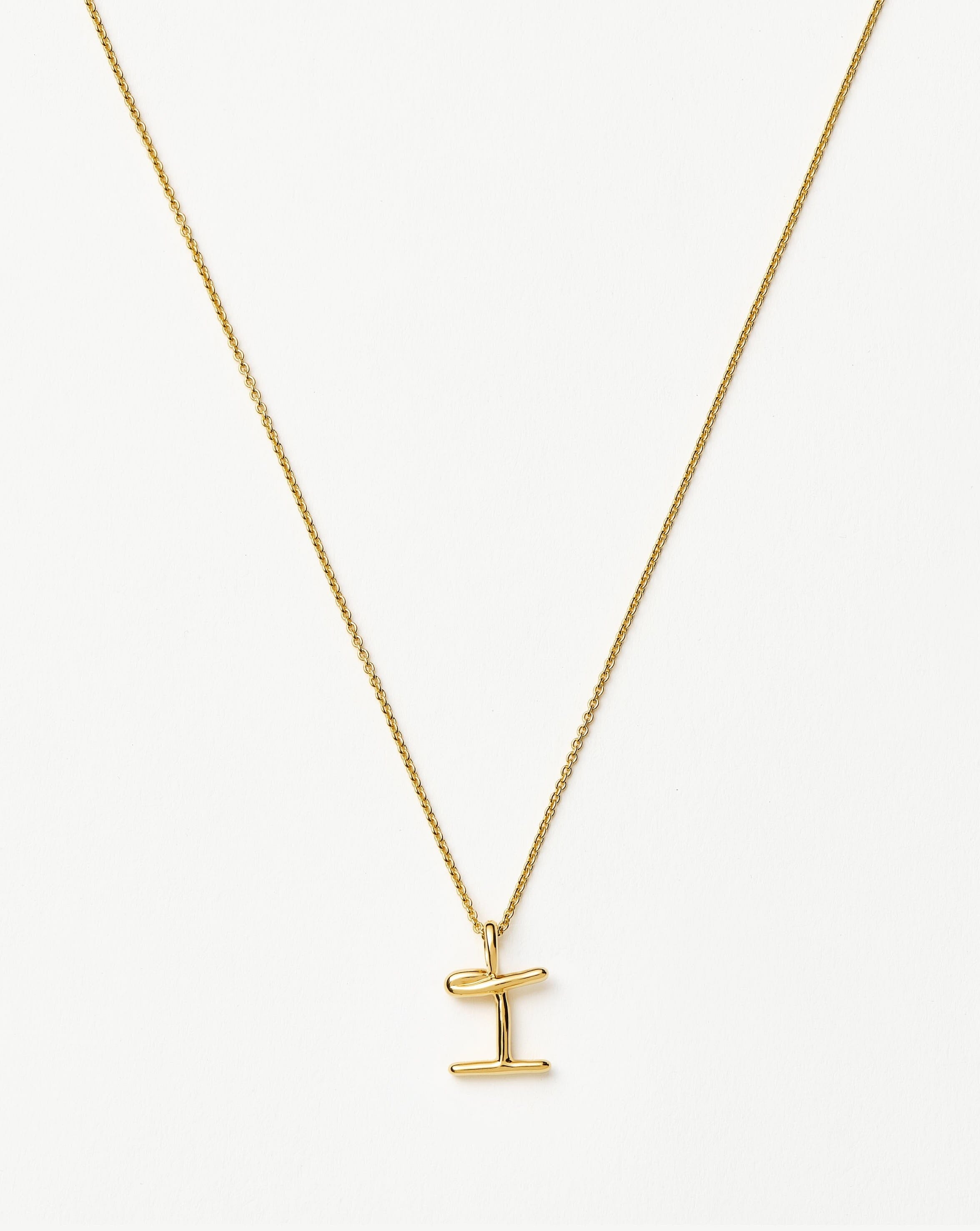 Curly Molten Mini Initial Necklace - I | 18ct Gold Vermeil
