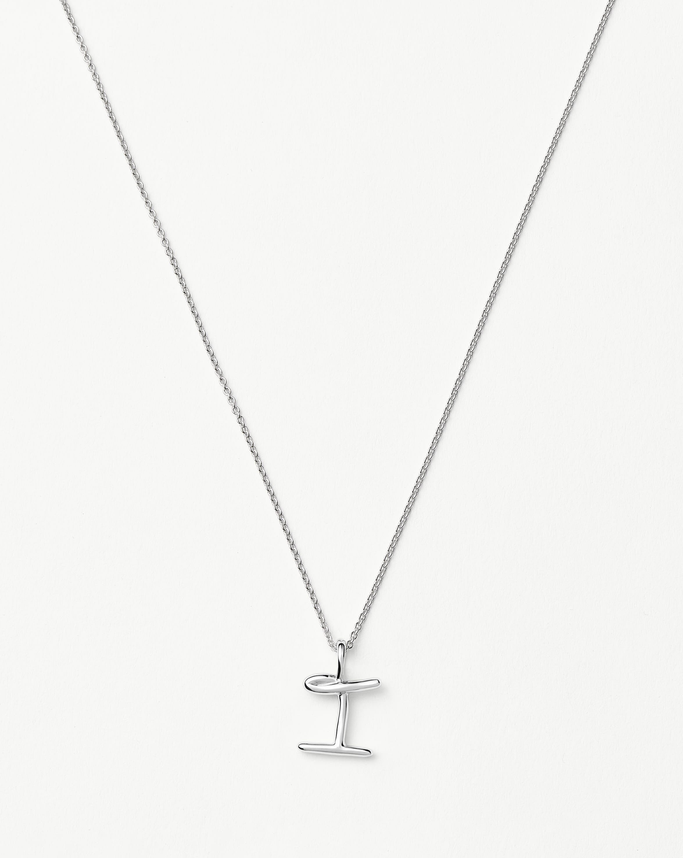 Curly Molten Mini Initial Necklace - I | Sterling Silver