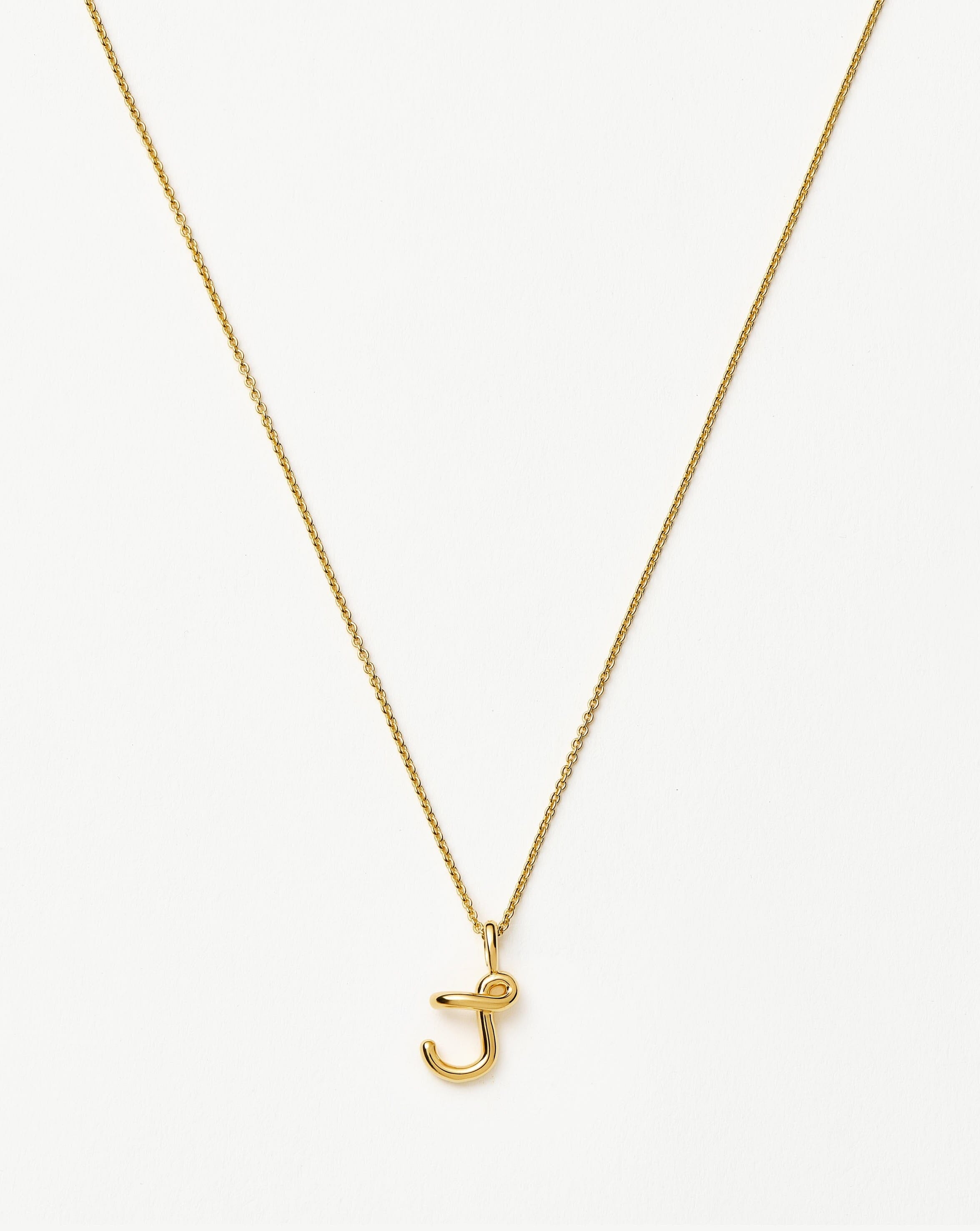 Curly Molten Mini Initial Necklace - J | 18ct Gold Vermeil