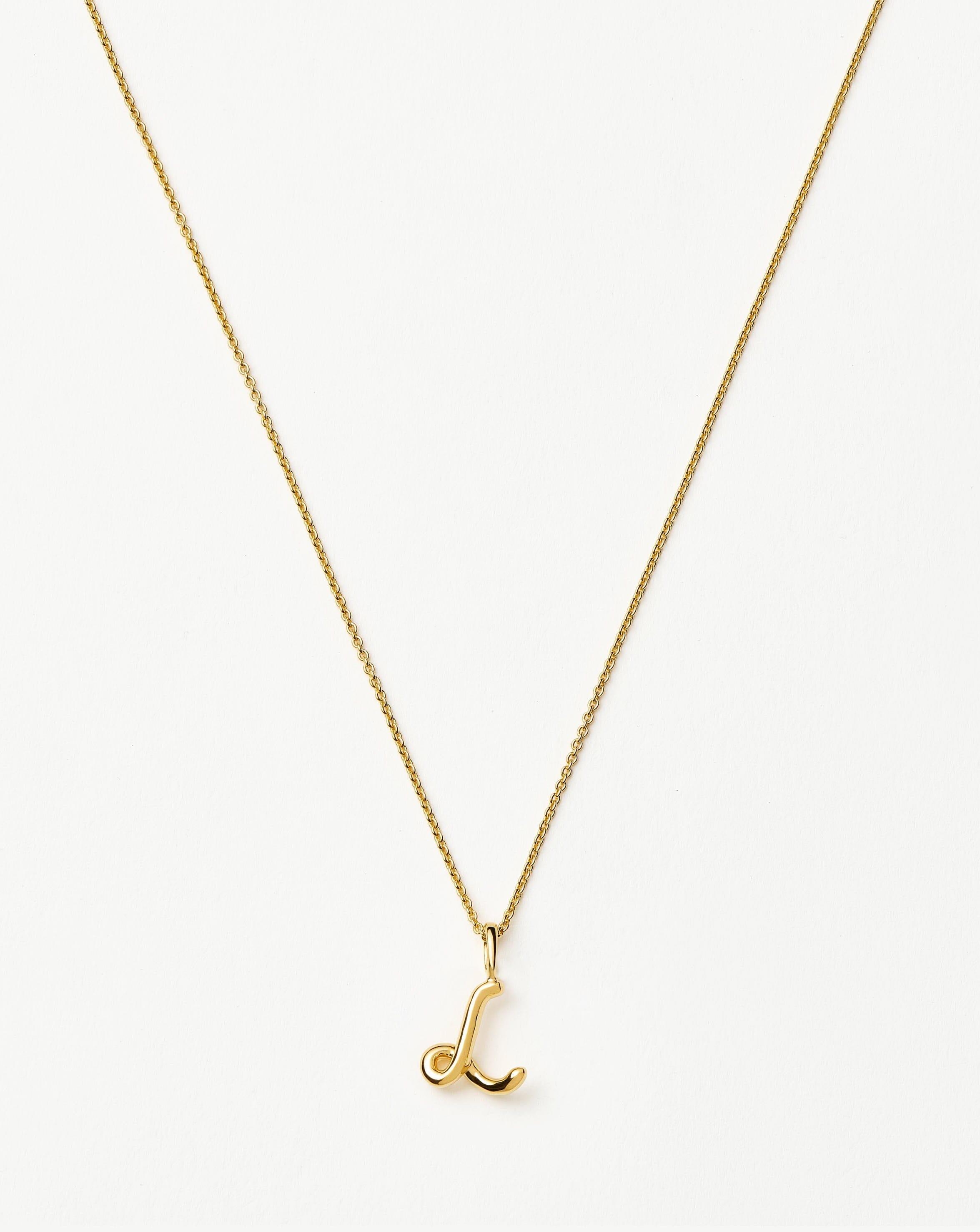Curly Molten Mini Initial Necklace - L | 18ct Gold Vermeil
