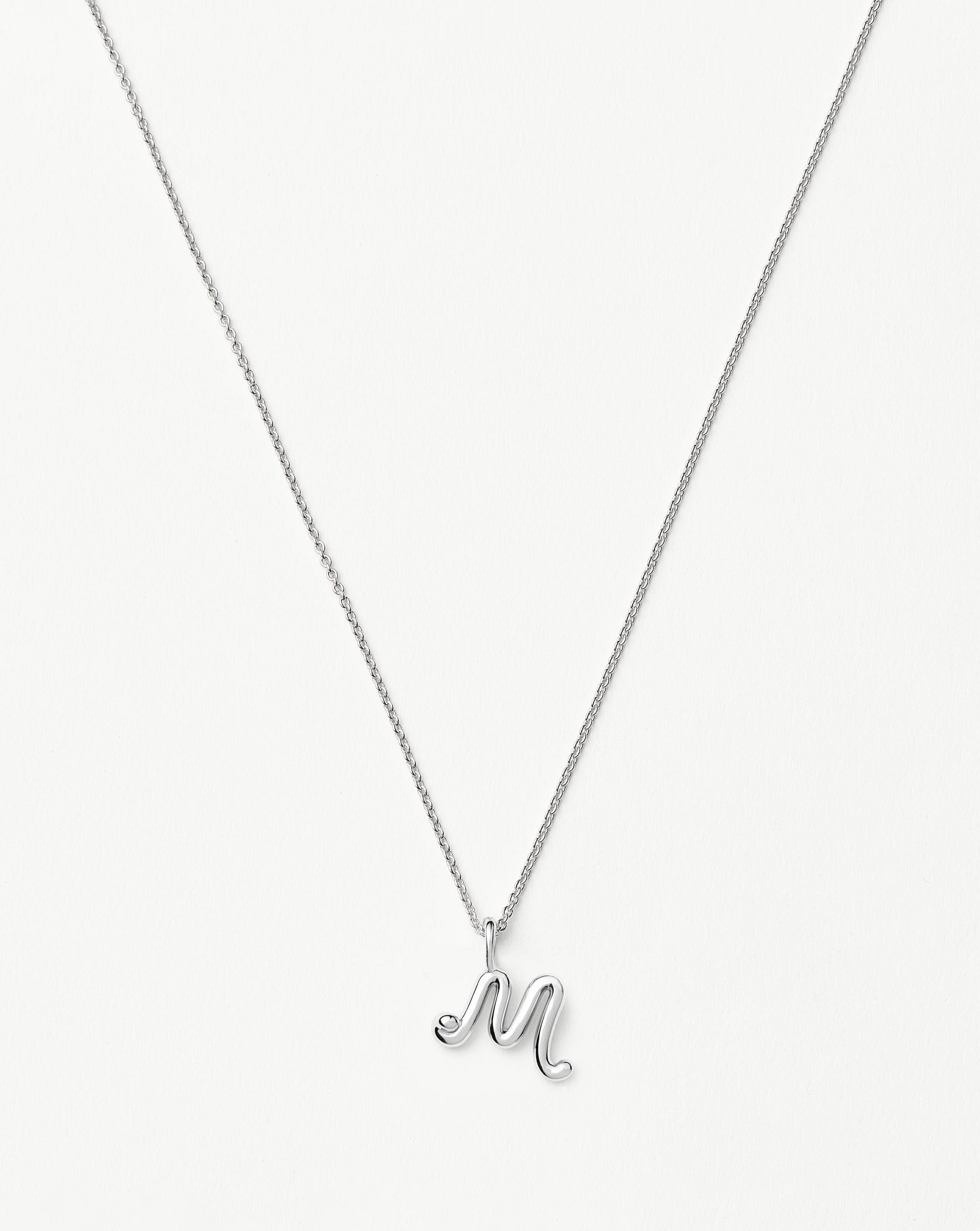 Curly Molten Mini Initial Necklace - M | Sterling Silver