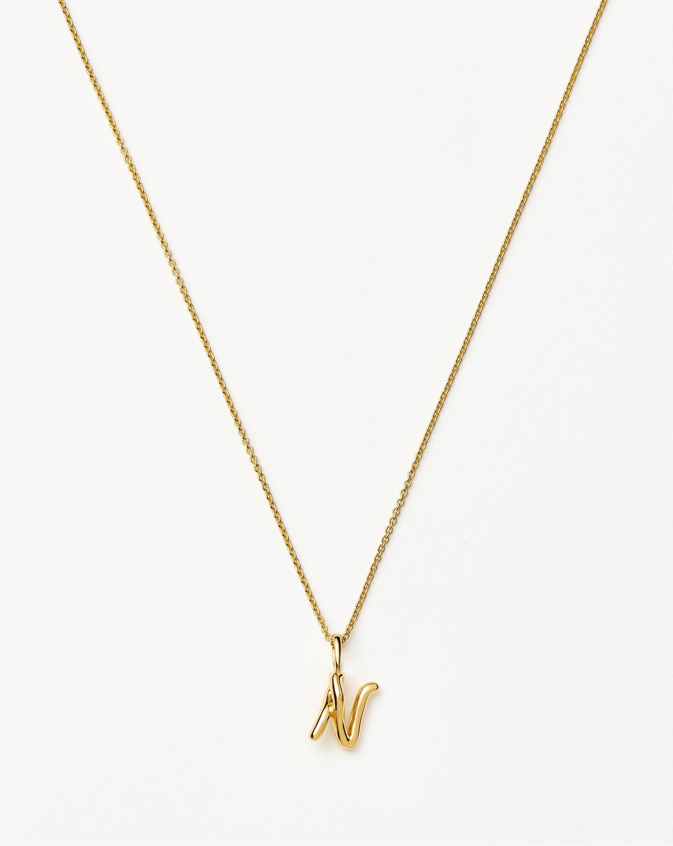 Curly Molten Mini Initial Necklace - N | 18ct Gold Vermeil