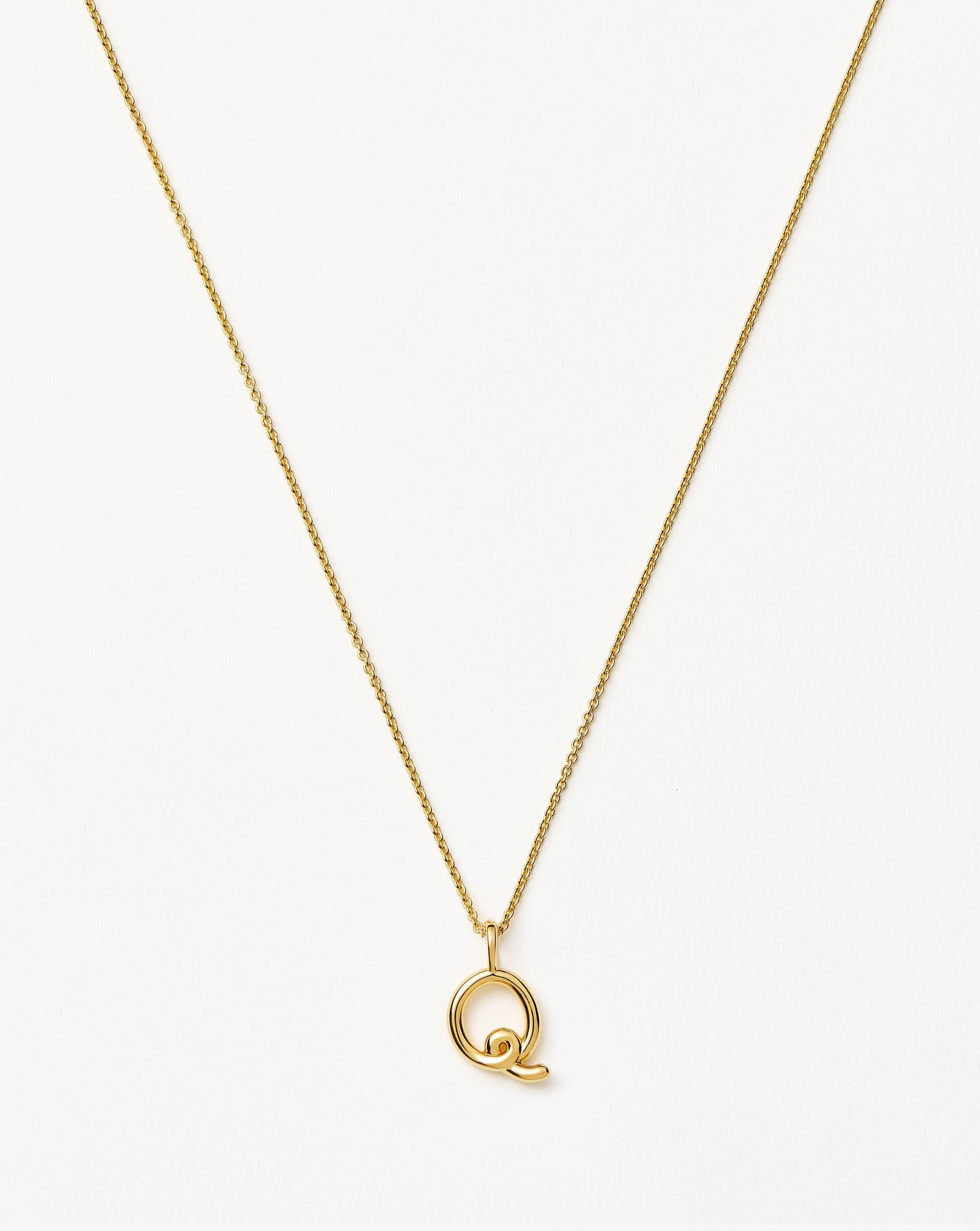 Curly Molten Mini Initial Necklace - Q | 18ct Gold Vermeil