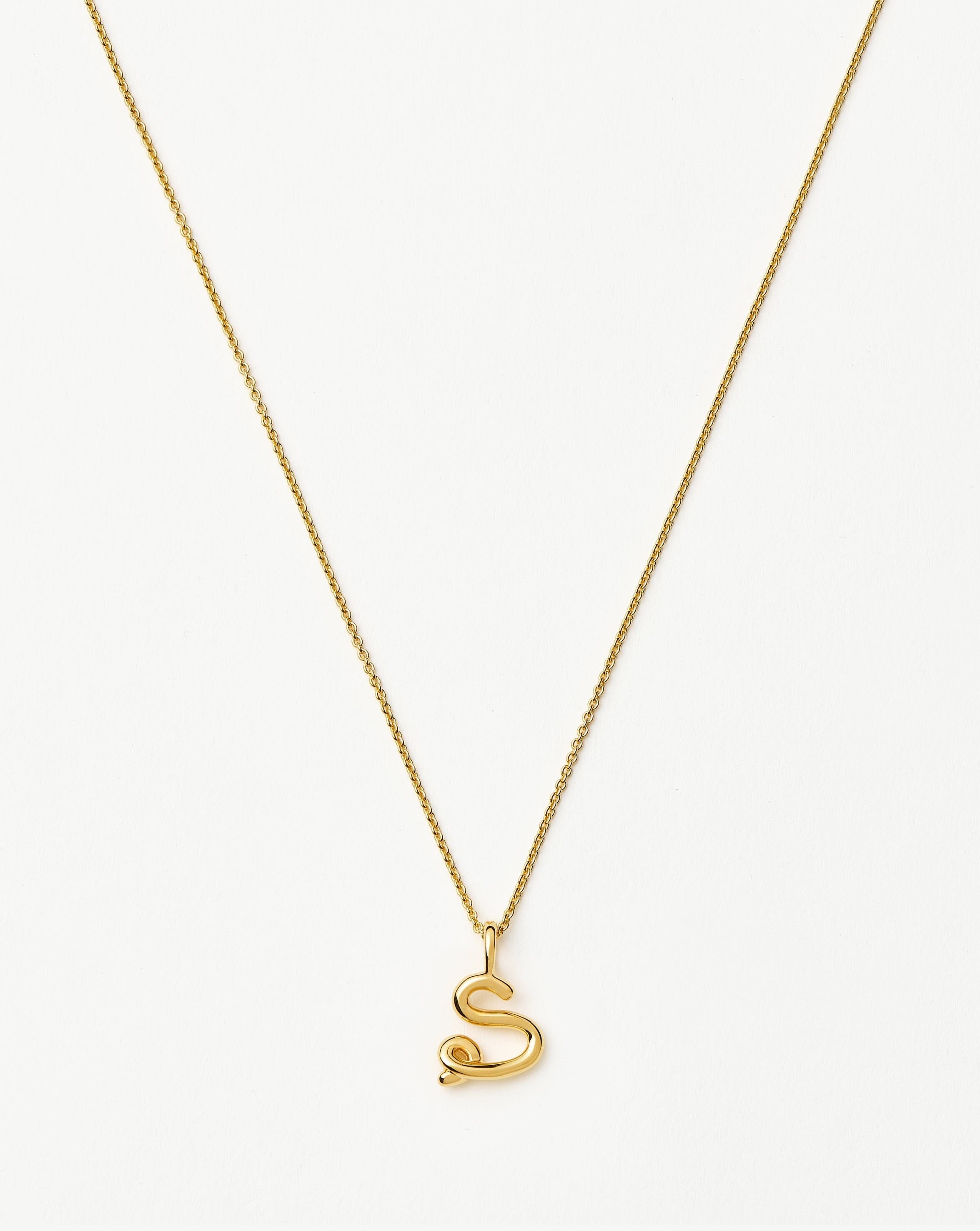 Curly Molten Mini Initial Necklace - S | 18ct Gold Vermeil