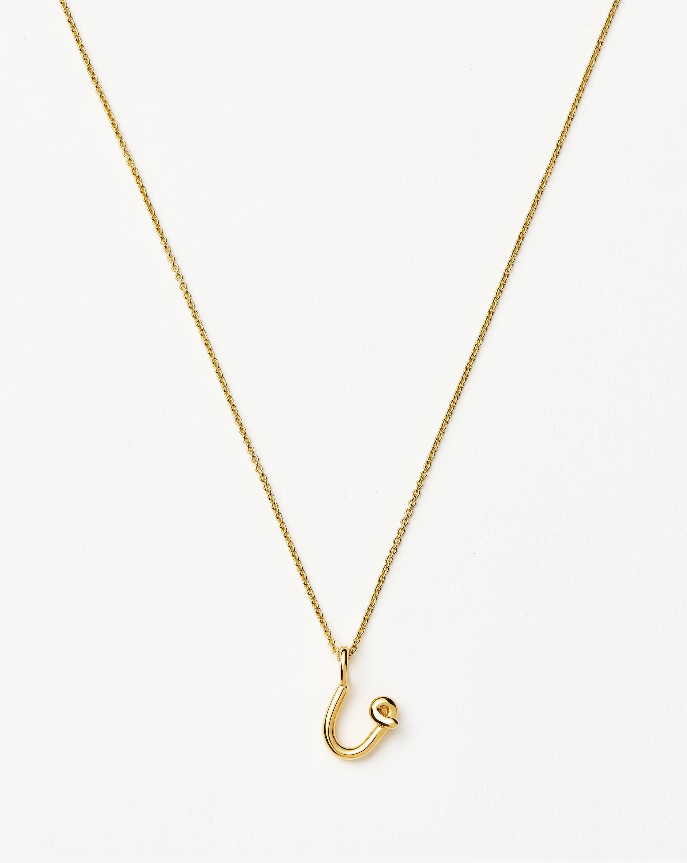 Curly Molten Mini Initial Necklace - U | 18ct Gold Vermeil