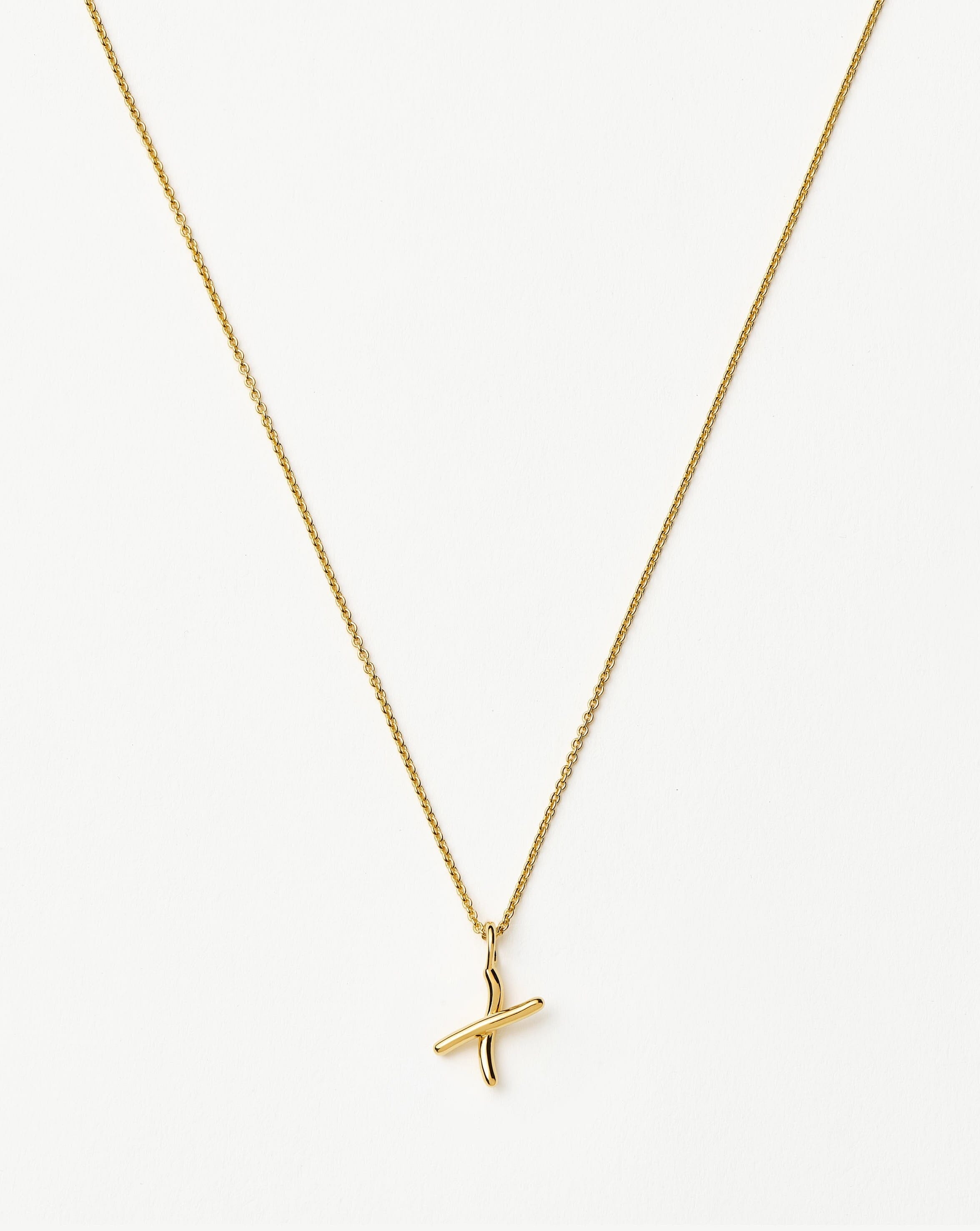 Curly Molten Mini Initial Necklace - X | 18ct Gold Vermeil