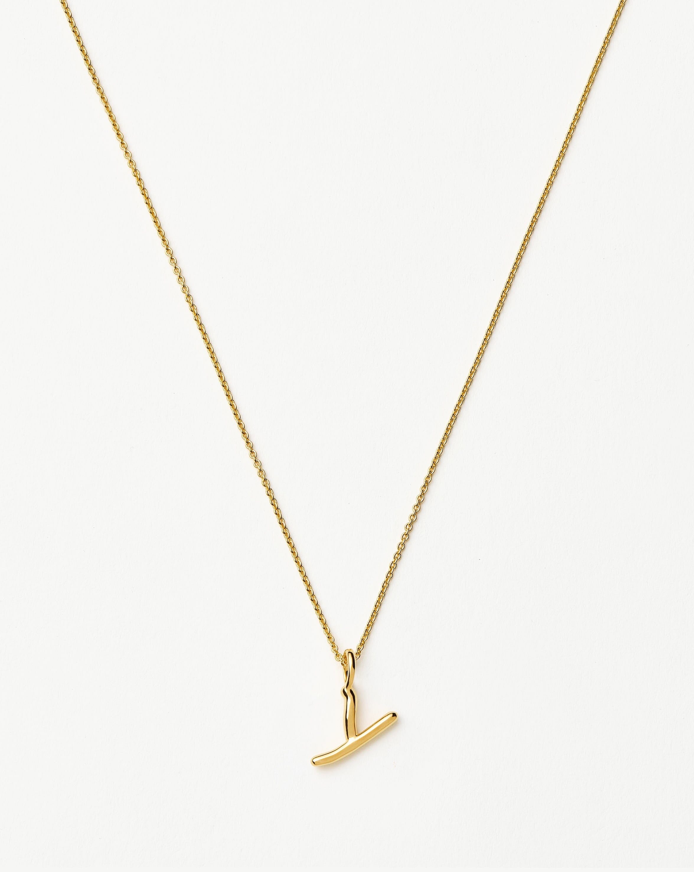 Curly Molten Mini Initial Necklace - Y | 18ct Gold Vermeil