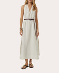 Marley Whipstitch Linen Belted Maxi Dress