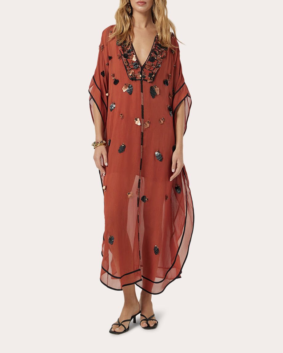 Rio de Janeiro Beaded Sequin Georgette Kaftan