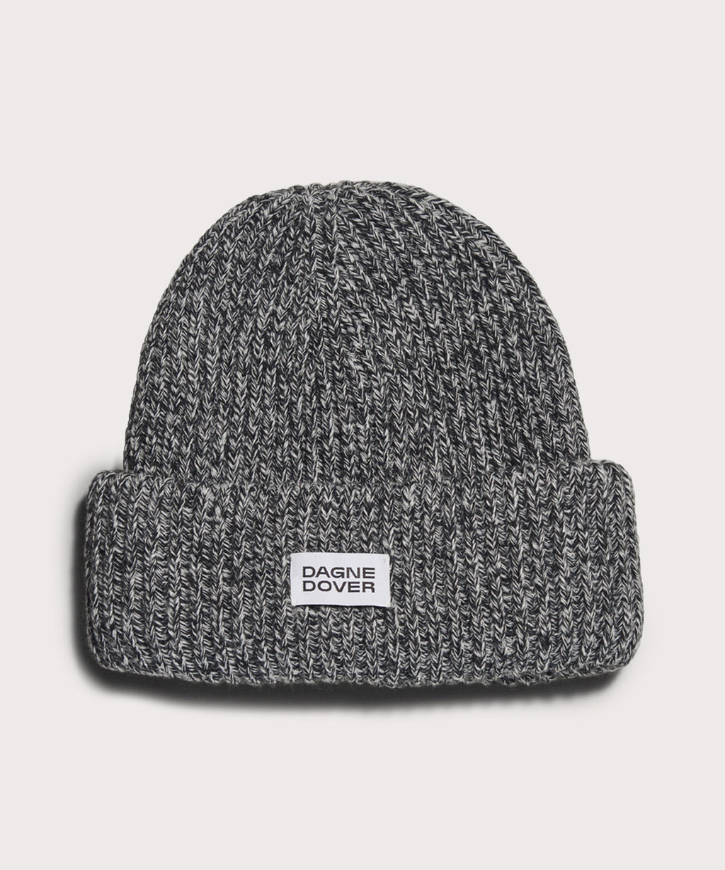 Chunky Knit Beanie in Onyx Marble