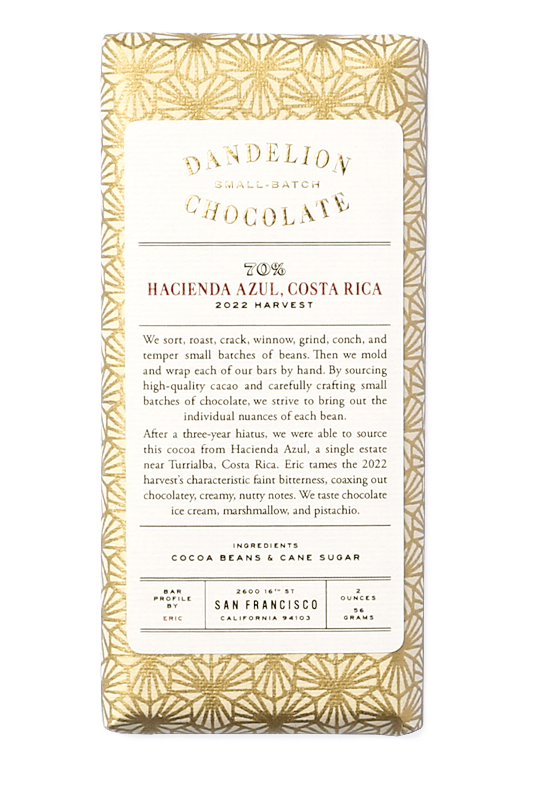 Hacienda Azul, Costa Rica 70% 2022 Harvest Single-Origin Chocolate Bar