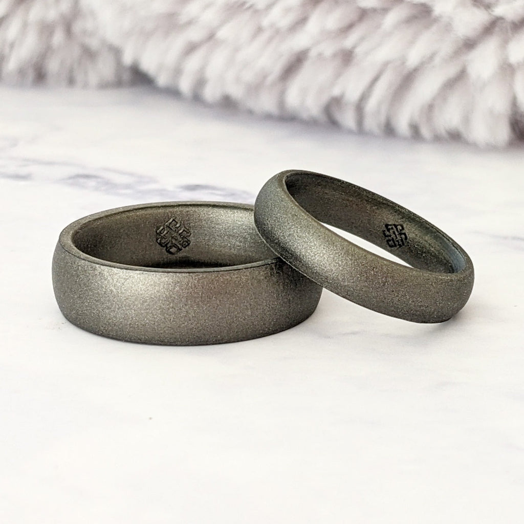 Dark Silver Breathable Silicone Ring - Arc 4mm or 6mm