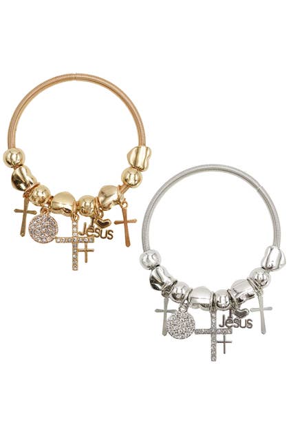 I Love Jesus Heart Metal Bangle Bracelet