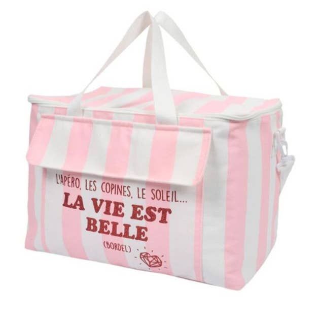 Pink striped cooler Life is beautiful the naughty girls