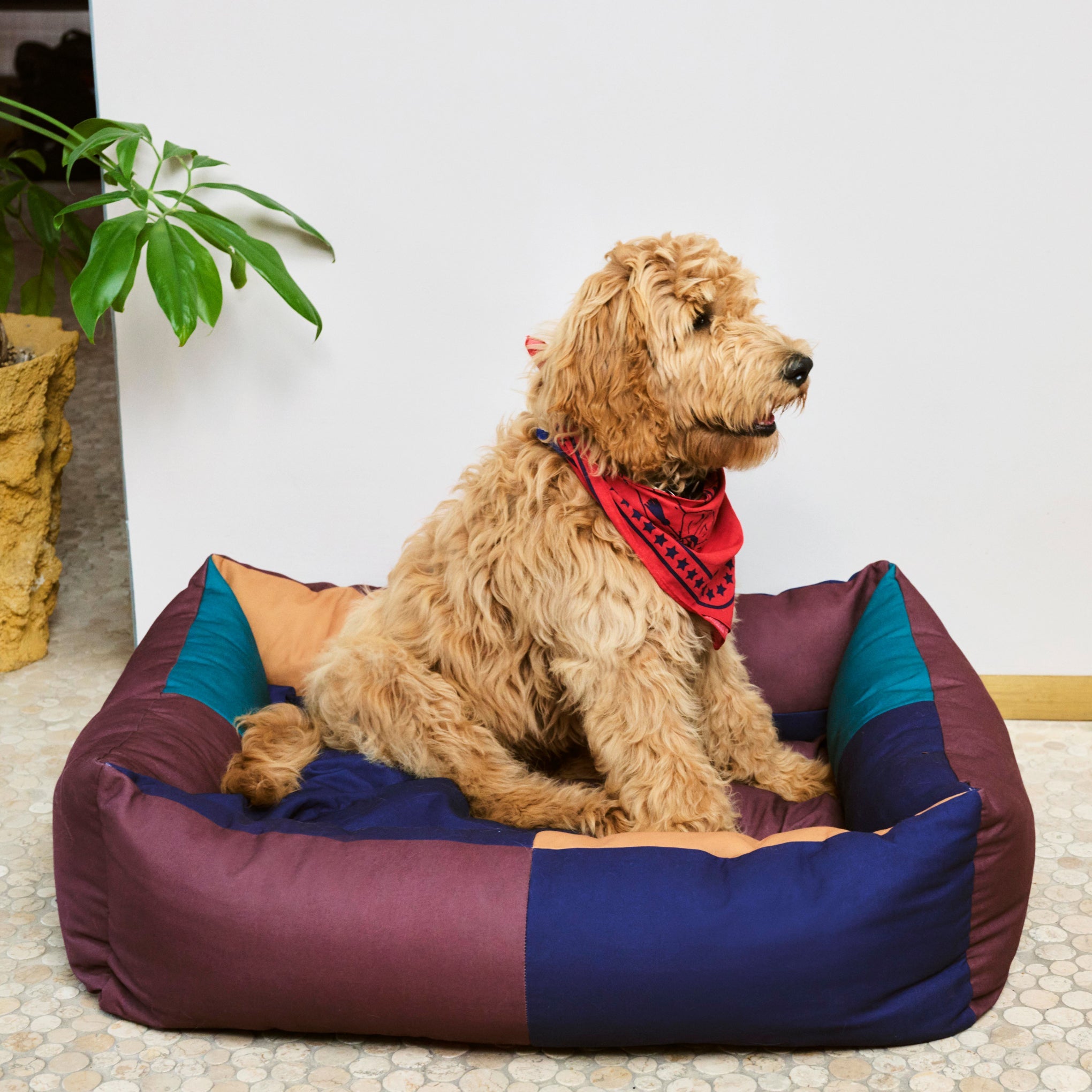 HAY Dog Bed in Recycled Polyester - Burgundy/ Green
