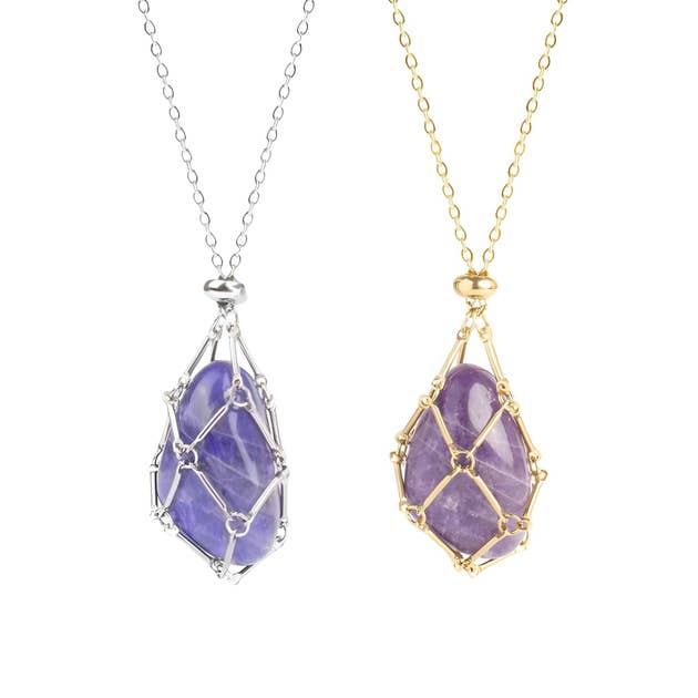 Adjustable Metal Crystal Holder Necklace.