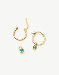 December Birthstone Mini Charm Hoop Earrings | 18ct Gold Vermeil/Turquoise Magnesite