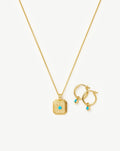 December Birthstone Necklace & Charm Earrings Set | 18ct Gold Vermeil/Turquoise Magnesite