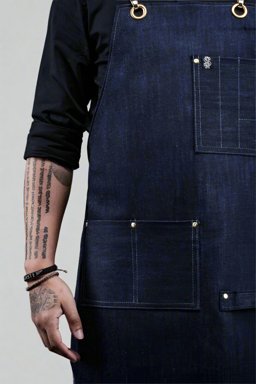 Denim Bartender Apron - Indigo Blue