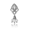 Diamond Ajna with Pearl Dangle Threaded Stud Earring With Titanium Backing