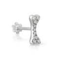 Diamond Bone Threaded Stud Earring With Titanium Backing