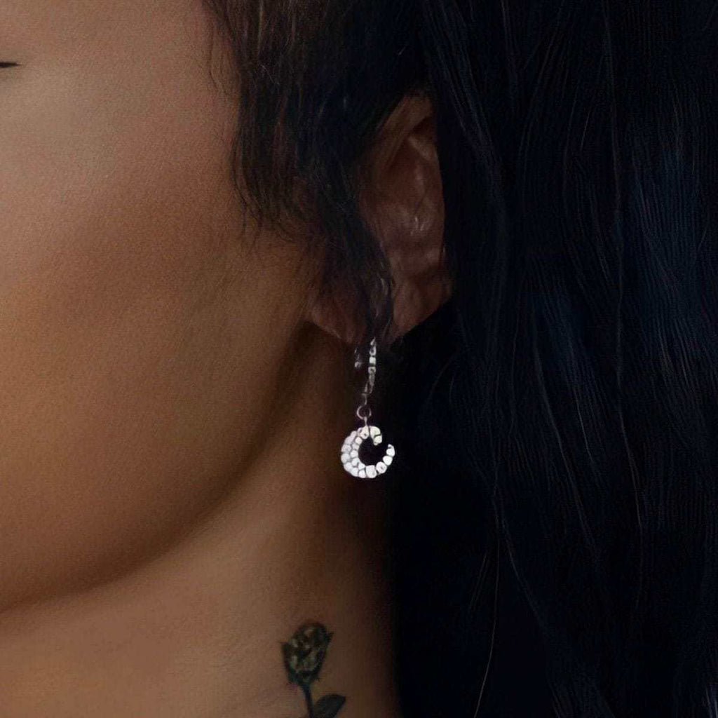 Diamond Script Lowercase Font Earring - Single Earring