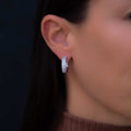 Double Row Small Hoop Earrings in White Gold