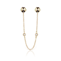 Double Scallop Set Diamond Connecting Chain Stud Earring Backs