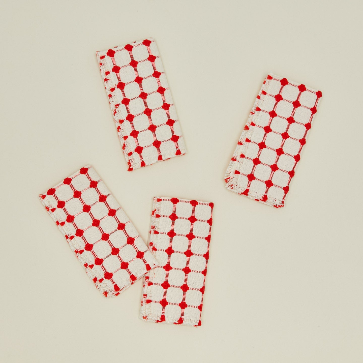 Wicker Fringed Napkin, Set of 4 - Cherry