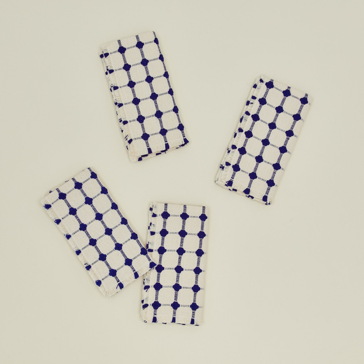 Wicker Fringed Napkin - Set of 4 - Cobalt