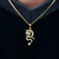 Dragon Pendant + 3mm Micro Cuban Chain Set in Yellow Gold