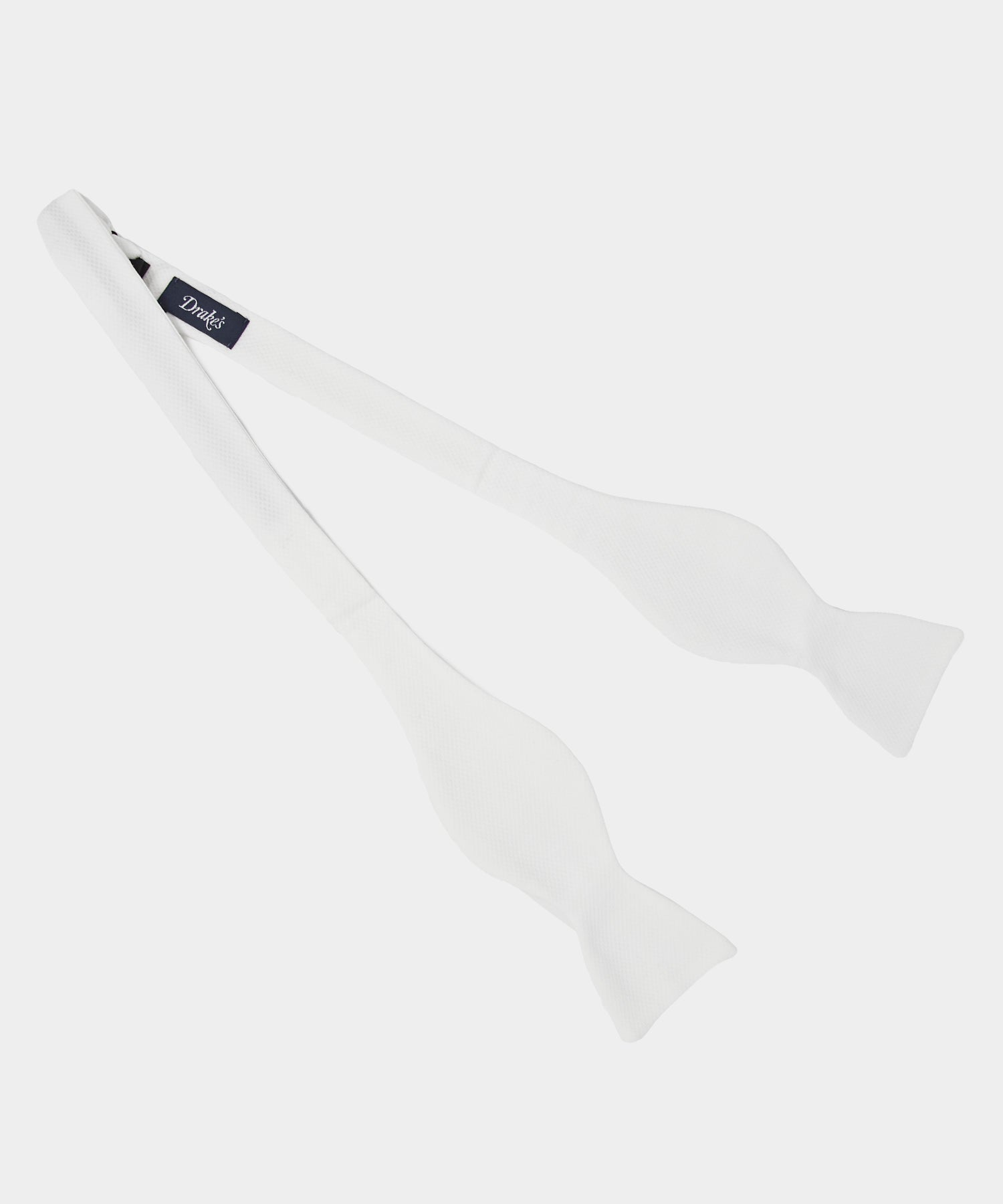 Drake's Classic Satin Bowtie in White