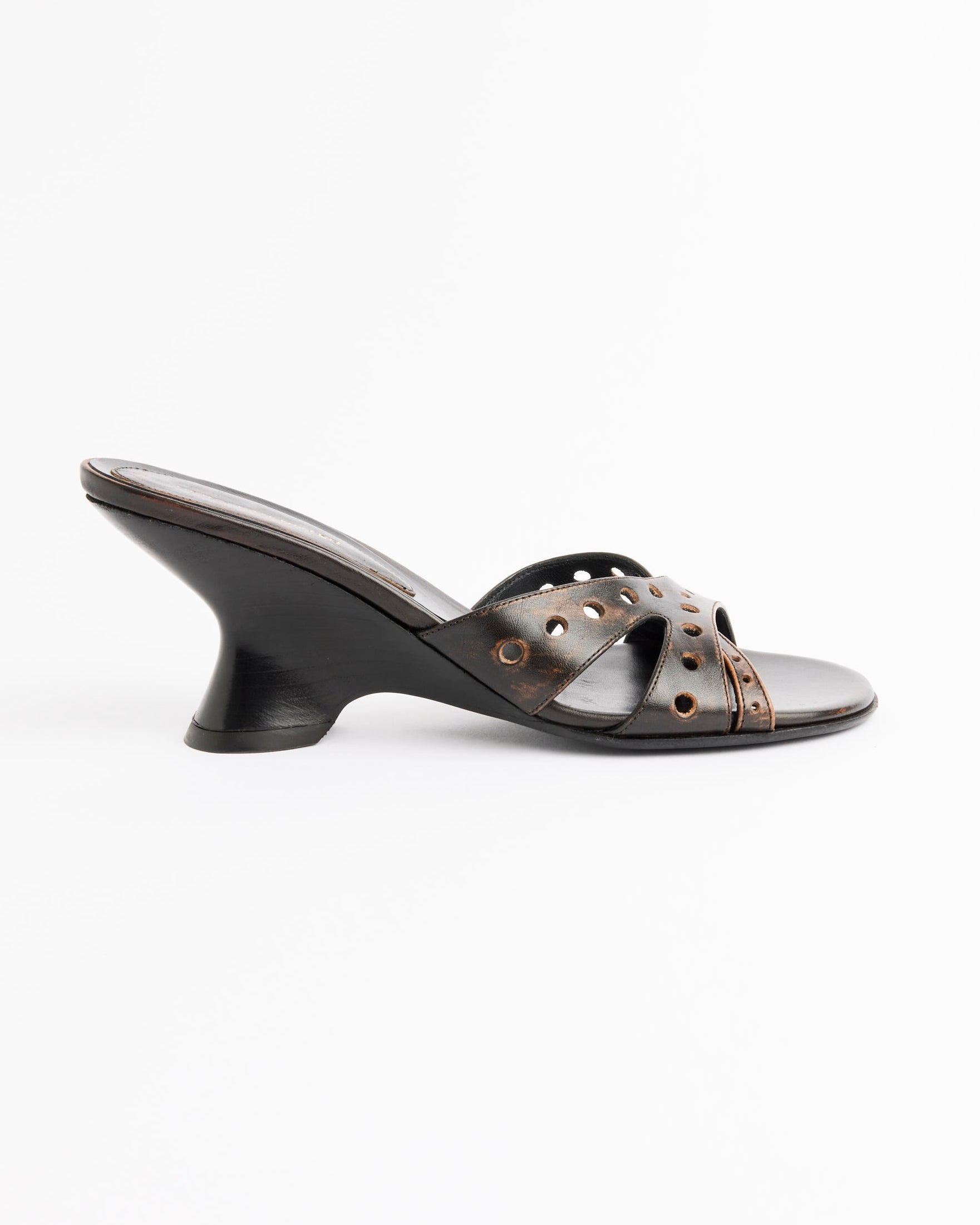 Leather Wedge Sandal in Tan