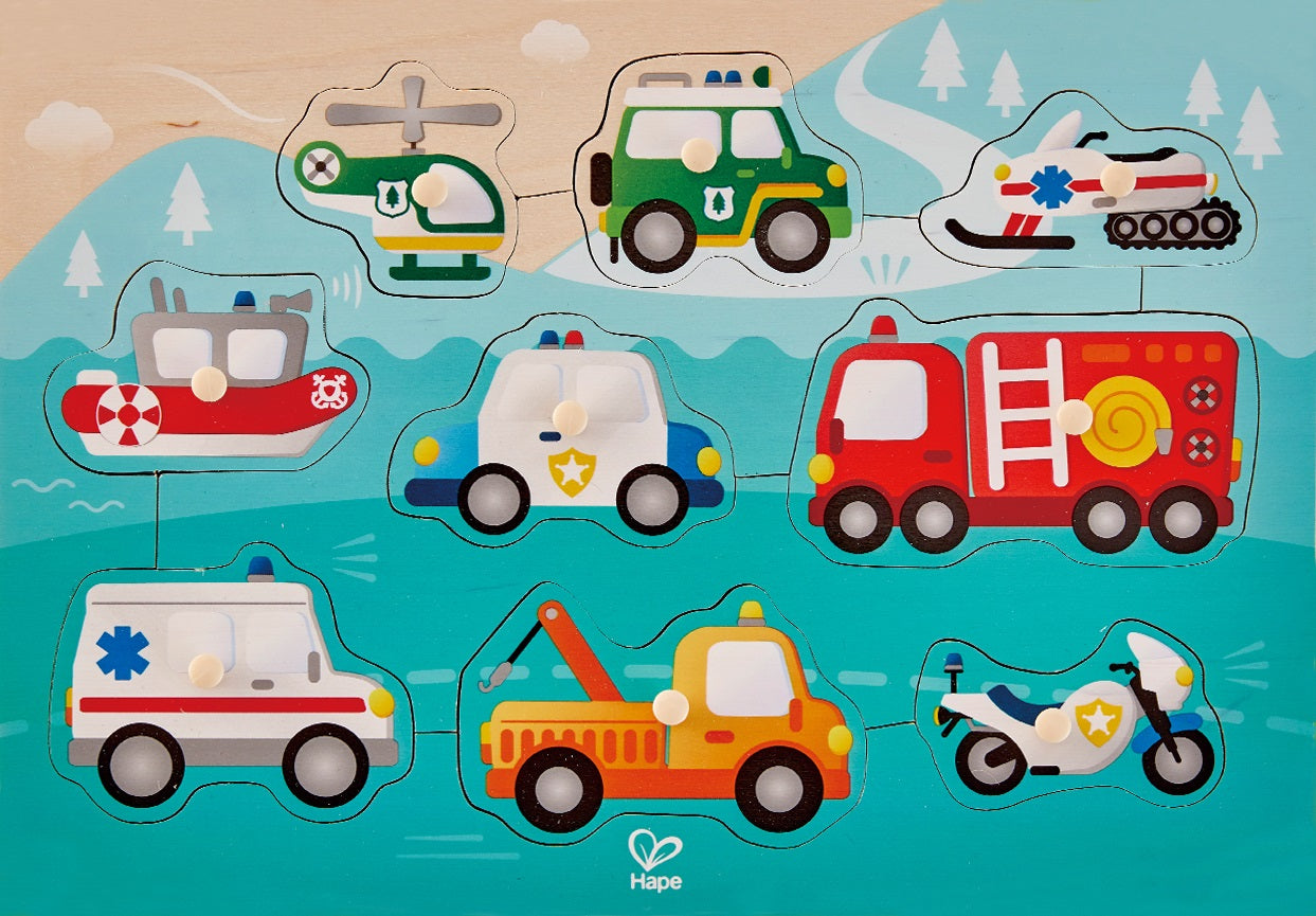 Emergency Vehicles Peg Puzzle